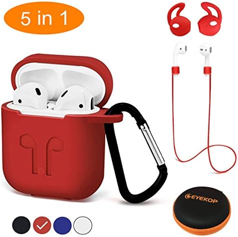 EYEKOP AC11 AirPods Case Protective Silicone Cover and Skin for AirPods Charging Case (Red)