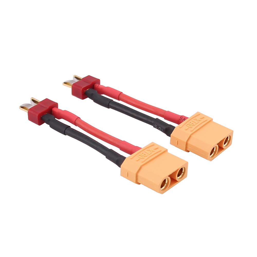 OliRC 2pcs Male Deans T plug to Female XT90 Connector Adapter with 14awg 2in Cable(C102-2)