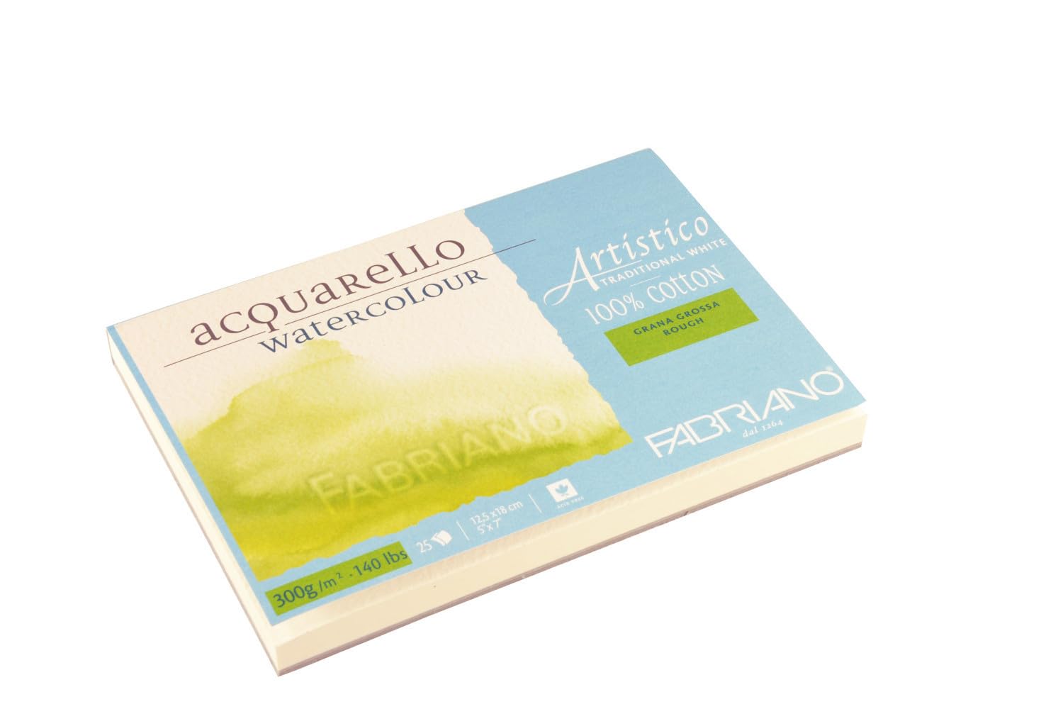 Fabriano ATW BL 4CO 25 °F Echtbuetten Watercolour Paper Tap Emuehl 5 x 7-inch, White