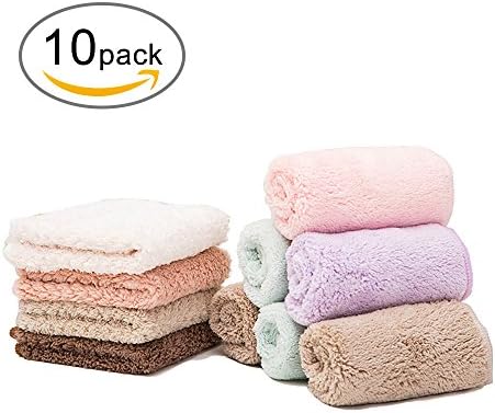 VOMONO Kitchen Dish Towels, Dish Cloths 10 Pack Super Water Absorption Kitchen Cleaning Cloths Coral Fleece Random Color 7.87 Inch (10 Pack)