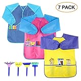 SIMPZIA 3 Pack Kids Smock Children Painting Aprons Overall with Long Sleeve - Waterproof 3 Roomy Pockets - for Art, Craft, Cooking,Lab Activity -Ages 2-6
