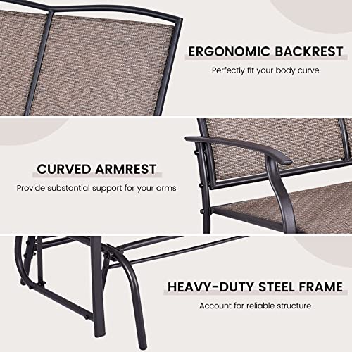 Giantex Patio Glider Benches for Outside, Swing Glider Chair with Steel Frame, 400 LBS Capacity