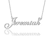 AOLO Jeremiah Heart Name Necklace Silver Stainless