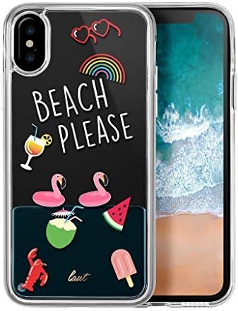 Gloriphy Liquid Beach Please swan Floating with Silicon Sides case Cover iPhone X/Xs - Blue