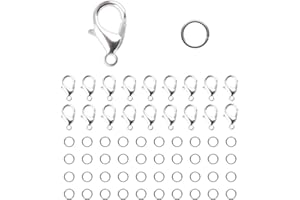 80 Pcs Silver Lobster Clasps + 150 Open Jump Rings, Bracelet Necklace Clasps Jewelry Supplies Connectors for Jewelry Making D