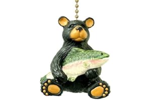 CLEMENTINE DESIGNS Clementine Design Black Bear with Fish Ceiling Fan Pull