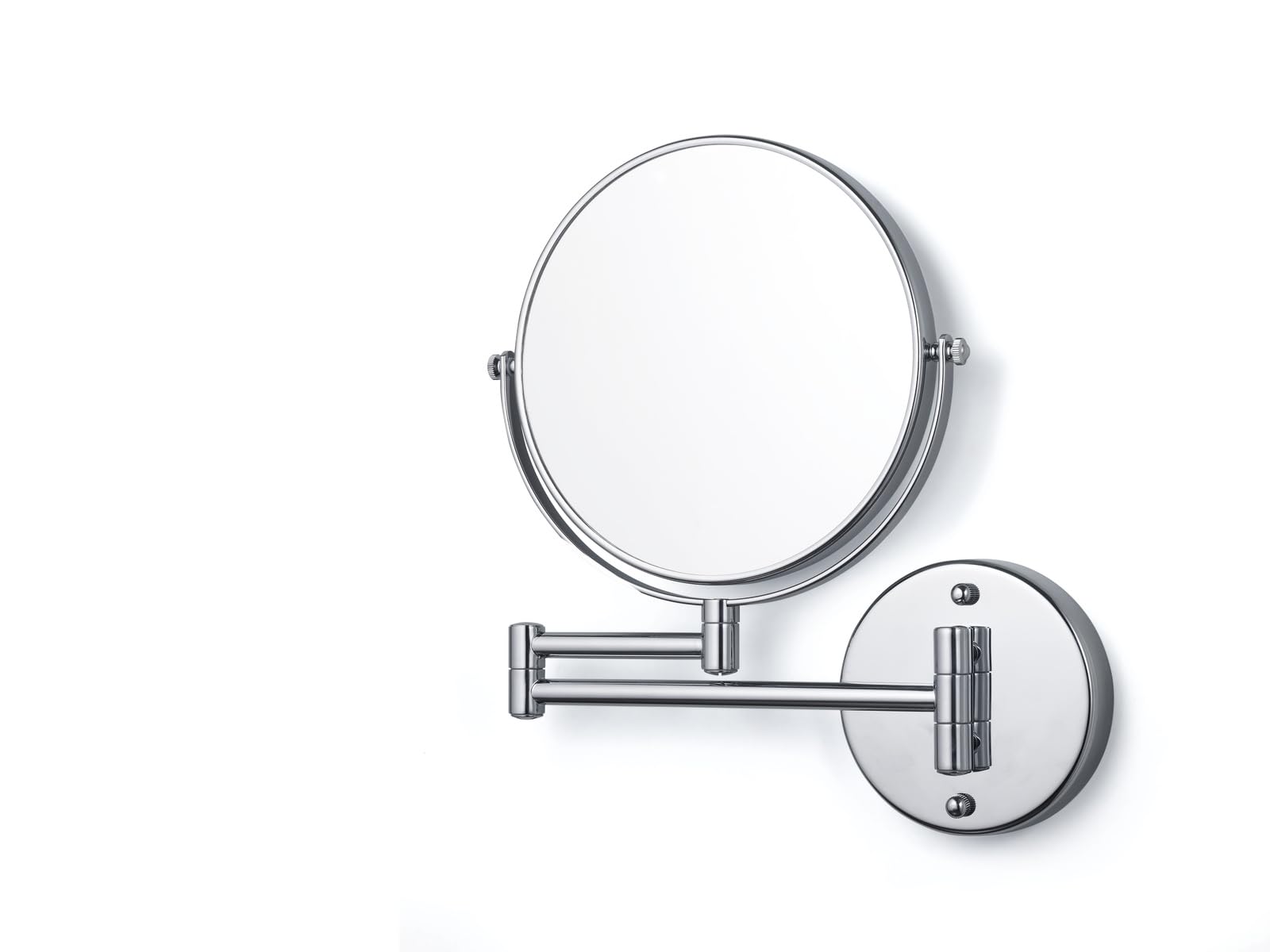 tesa VISIOON - swivel cosmetic mirror with 5x magnification - double-sided make-up mirror for drill-free wall mounting - attachable to tiles, metal and other surfaces - 30 x 48 cm, silver