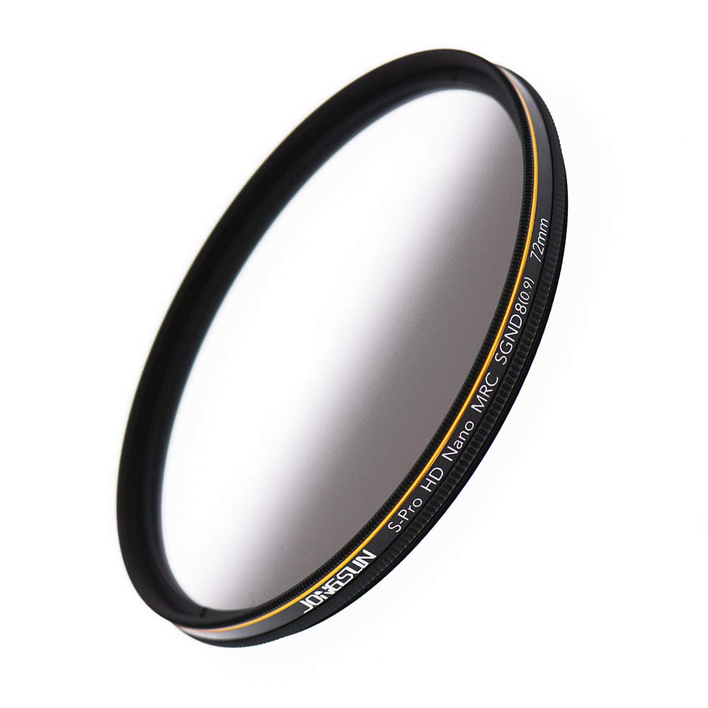 JONGSUN 72mm ND Filter, Color Soft Graduated Gray Neutral Density Filter, 18 Layer Multi-Coated, Optical Glass Schott B270, CSGND8 (0.9) 3-Stop