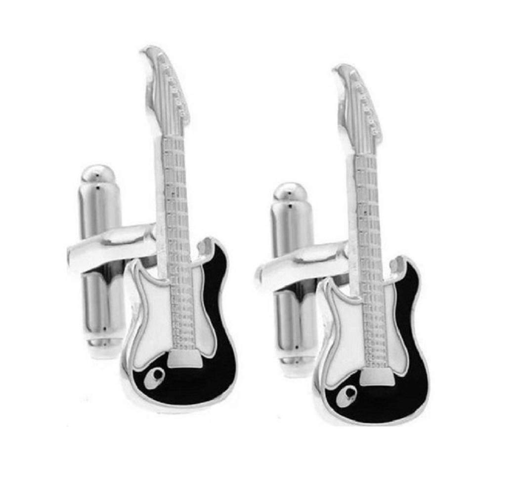 CMJ™ Pair of Novelty Black White Electric Guitar Music Cufflinks Musical UK