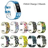Fitbit Charge 2 Band,Soft Silicone Adjustable Replacement Sport Strap Floral Design Bands with Classic Buckle Fitness Accessory Wristband for Fitbit Charge2