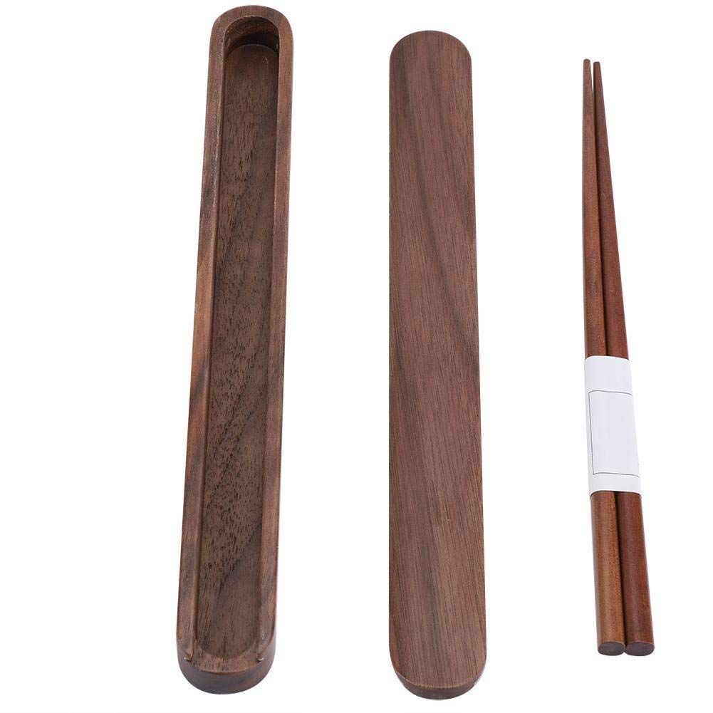 Portable Eco Friendly Wooden Chopsticks Storage Case Box with One Pair of Chopsticks for Home Office School Travel Camping Picnic