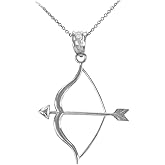 High Polish 925 Sterling Silver Bow and Arrow Pendant Necklace