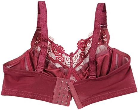 DELENNI Summer large size embroidered sexy slim push up adjustment bra 34-40CDEFGH (90E=40D, Wine red)
