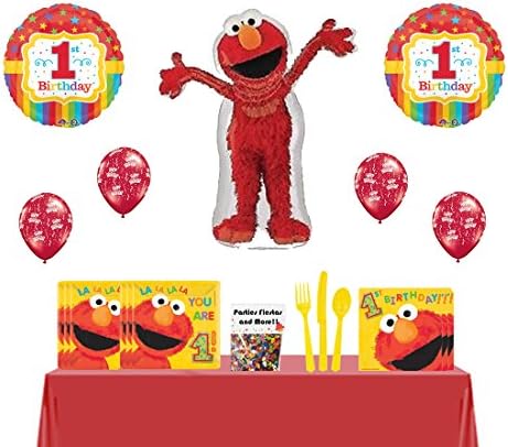 Elmo First Birthday Party Supply and Balloon Set