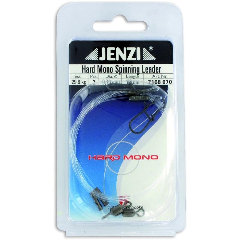 Jenzi Hard Mono Leader with swivel + snap 60cm, 60cm 0.70mm - 29.6kg