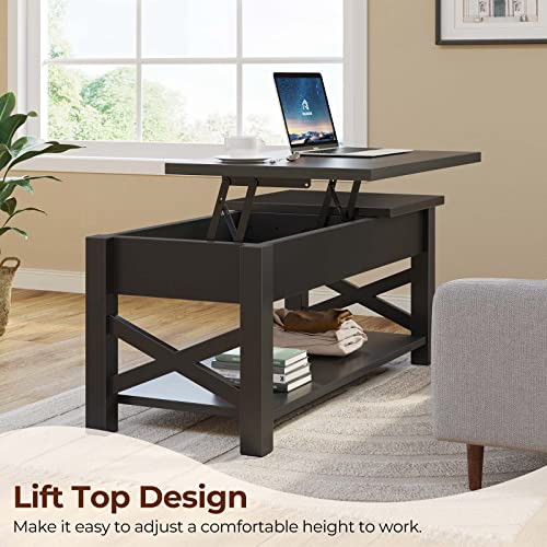 Rolanstar Coffee Table 47.2", 2 Way Lift Top Coffee Table with Hidden