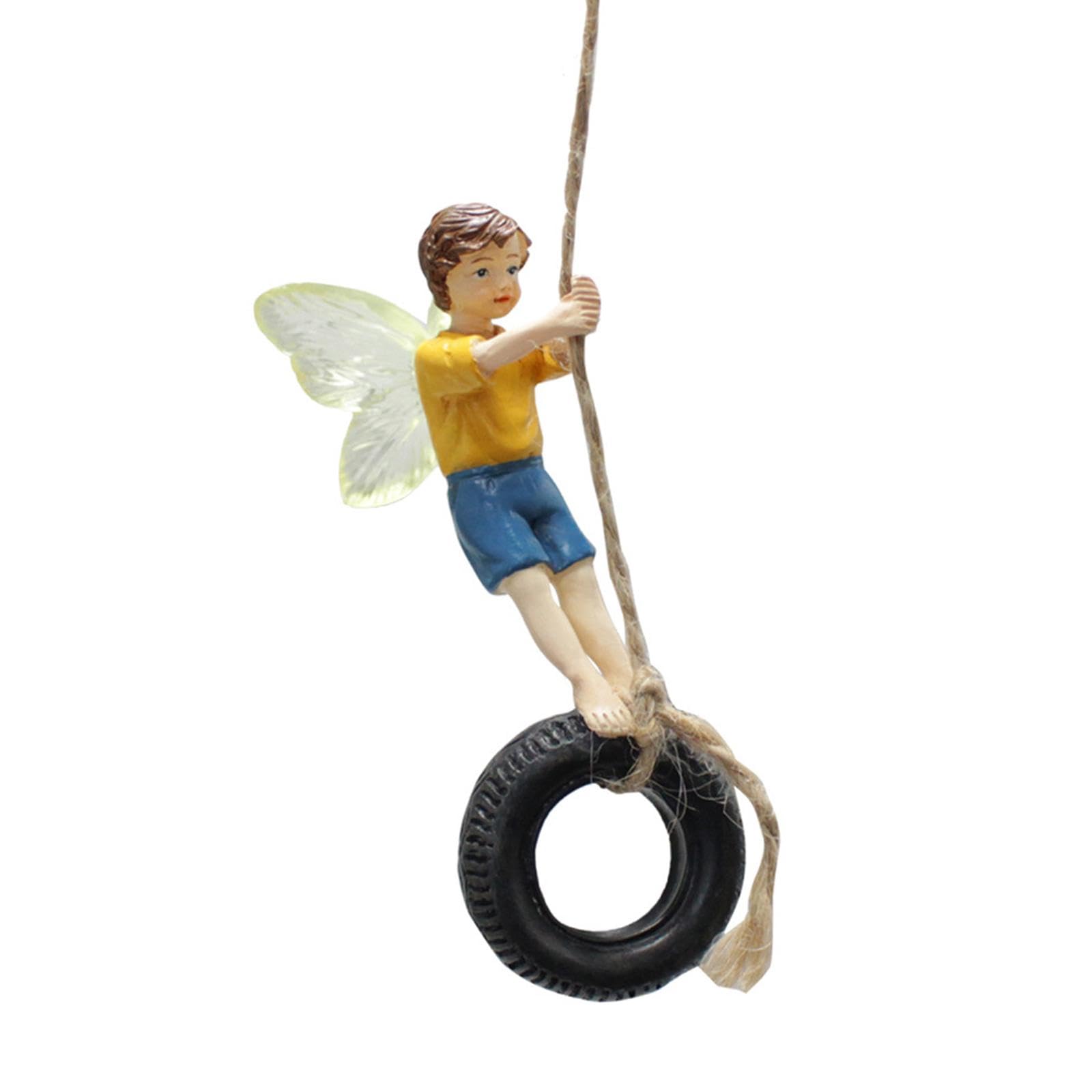 Sharplace Fairy Garden Boy Figurine Wing Sculpture Planter Gift Resin Statue Miniature for Plant, Bonsai,Family,Friends,Patio,Flowerbed