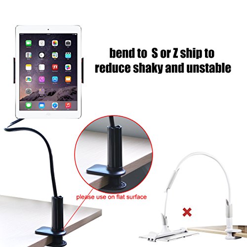 Phone Holder, 27.5" Flexible Mount Holder Arm Clip Rotating Cell Phone Holder for Desk for Phones, 4-10.1 Inch Device (Black)