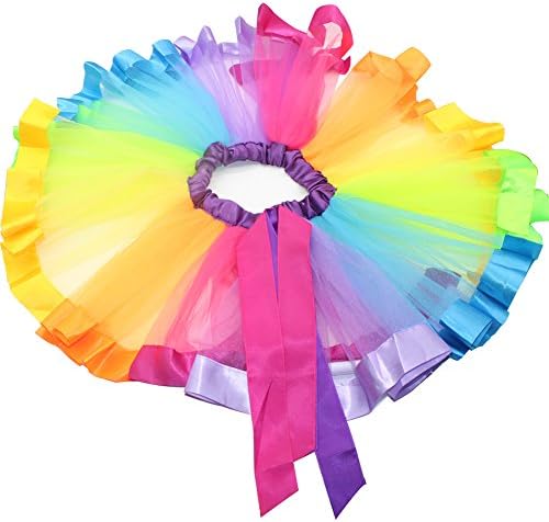 SHABEI Girls Layered Rainbow Tutu Skirt Tulle Dance Party Skirt Dress Ruffle Tiered Clubwear