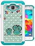Grand Prime Case, MagicSky [Shock Absorption] Studded Rhinestone Bling Hybrid Dual Layer Armor Defender Protective Case Cover for Samsung Galaxy Grand Prime G5308 2015 (Sleeping Owls)