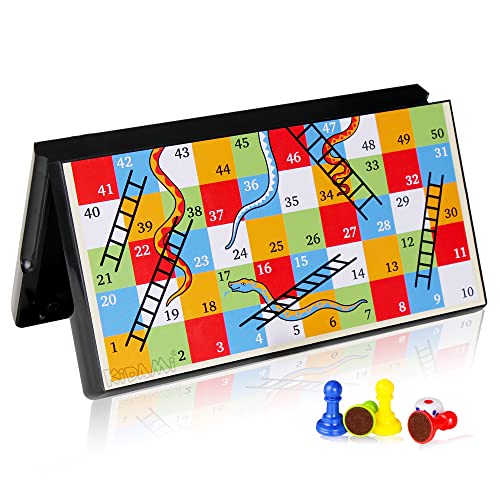 KIDAMI Snakes and Ladders Game Set with Storage Box, Folding