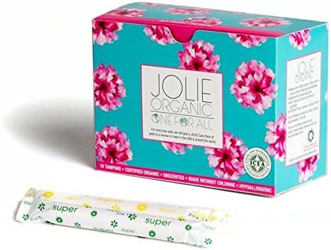 JOLIE ORGANIC Tampons with Applicator - 18 Total- 9 Regular, 9 Super - Pink &amp; Turquoise Box…