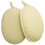 Kiloline Bath Shower Sponge Natural Ramie Fibers Pads Deep-cleaning Relieve Itching Close Skin Exfoliating Scrubber Brush Great for Body face cleaning Pack of 2