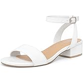 TruFox 1 Inch Low Heel Sandals for Women Dressy Short Black Heels Silver Dress Sandals Strappy Comfortable Sandal for Teen Girls Open Toe Ankle Strap
