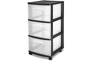 Sterilite 3 Drawer Storage Cart with Clear Drawers and Black Frame (6 Pack)