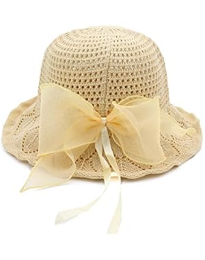 Women Bowknot Knitted Bucket Hat Fold Bow Fisherman Hat