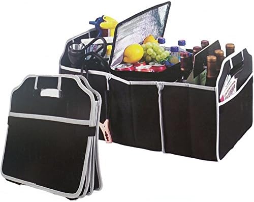 Smartonly Black Folding Trunk Organizer Great Cargo Storage Container for Car Truck or SUV - Best Car Organizer for all Cargo Car Boot Storage Bag Organiser
