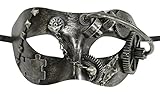 KAYSO INC Steampunk Half Face Mechanical Gears Venetian Masquerade Mask, Silver