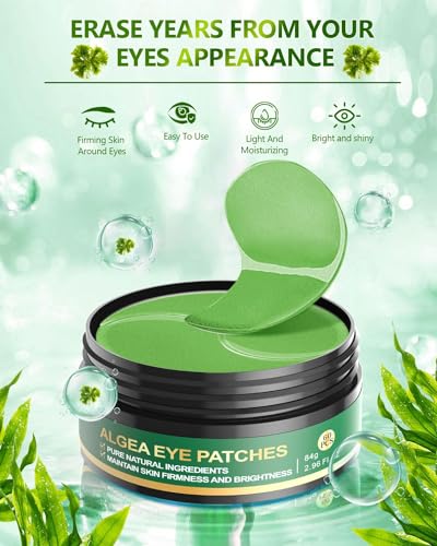 GLAMOUR RAPTURE 120 PCS CHLORELLA EYE PATCHES,COLLAGEN UNDER EYE MASK FOR PUFFY EYES & DARK CIRCLES, COMBAT FINE LINES AND WRINKLES,NON-IRRITATING UNDER EYE PATCHES