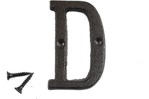 KiaoTime 3" Vintage Decorative Cast Iron Metal Alphabet Letters Wall Sign Hanging Address Name Sign Letter 'D'