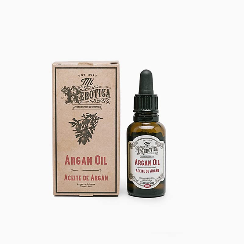 MI REBOTICA 100% PURE ARAGAN OIL 30ml - Cold Pressed, Extra Virgin - Treatment for Hair, Skin, Beard, Body and Nails.
