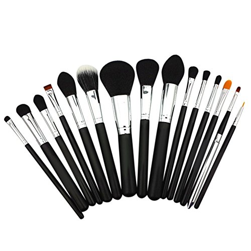 BESTOPE 15PCS Makeup Brush Set Cosmetics Foundation Blending Blush Eyeliner Face Powder Brush Makeup Brush Kit (Black)