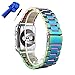 HUANLONG Solid Stainless Steel Band Compatible with Apple Watch 49mm 45mm 44mm 42mm 41mm 40mm 38mm, Metal Strap for iWatch Series Ultra/Ultra2/9/8/7/6/5/4/3/2/1 SE Women and Men(Colorful 38mm/40mm/41mm)