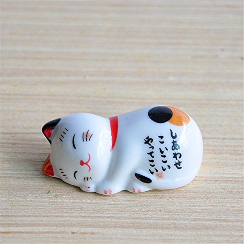 Lovely Cat Shape Chopsticks Holder Stand Ceramic Chopsticks Forks Holder Home Decoration Chopsticks Holder (Set of 5)