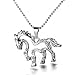 Silver Tone Pave CZ Crystals Hollow Pony Charm Little Horse Pendant Necklace for Young Girls Women