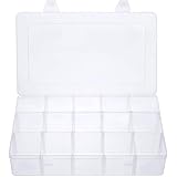Gospire 15 Large Grids Clear Plastic Jewelry Box Organizer Storage Container with Removable Dividers (15 Grids - Clear)