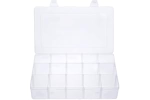Gospire 15 Large Grids Clear Plastic Jewelry Box Organizer Storage Container with Removable Dividers (15 Grids - Clear)