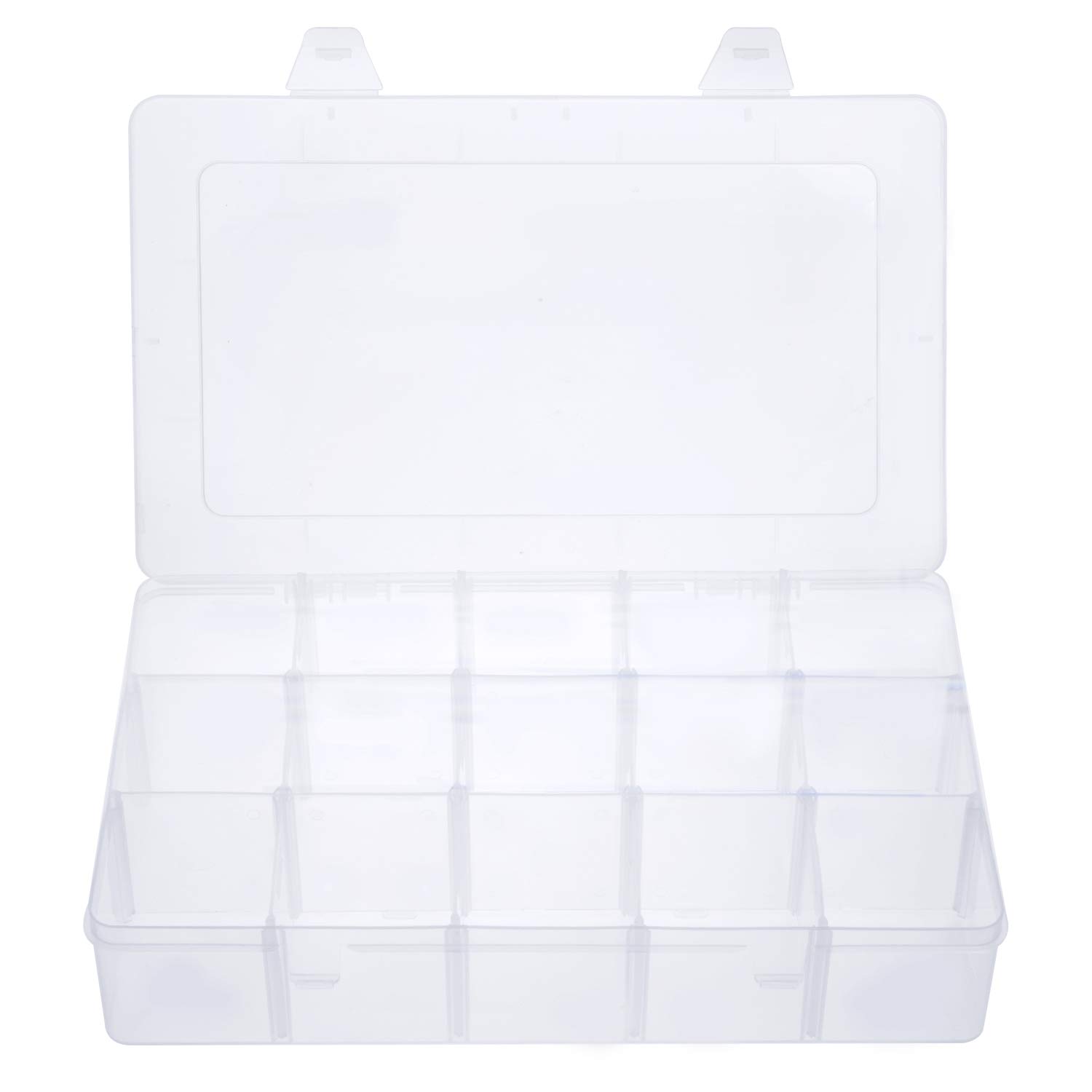 Gospire 15 Large Grids Clear Plastic Jewelry Box Organizer Storage Container with Removable Dividers