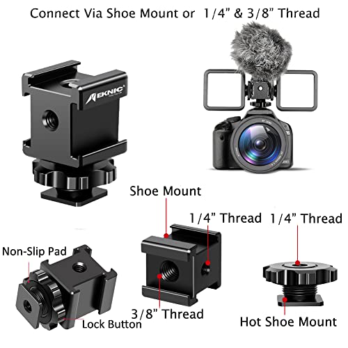 thumbnail interactive-video image 1 of Triple Cold Shoe Mount Adapter - 3/8 To 1/4 Inch Screw Hole Aluminum Alloy Bracket For Camera Accessories 1 of 14