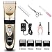 Pet Grooming Clipper Kits ShineMore Low Noise Rechargeable Cordless Quiet Pet Groomer with 4 Comb Attachments and 4 Extra tools for Dogs Cats and Other Family Pets (Black + Gold)