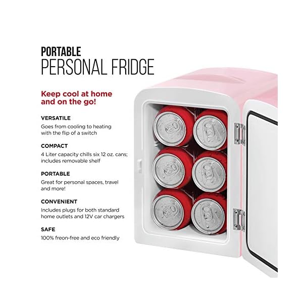 Chefman Mini Heladera Maquillaje 6 latas 4 Litros | Rosa - Imagen 3