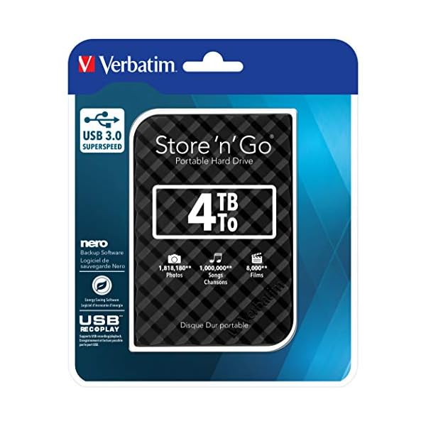 Verbatim Store 'n' Go Portable Hard Drive, 4 TB, Schwarz, Externe Festplatte, USB 3.0, Festplatte extern, für Windows & Mac OS X, tragbare Festplatte, USB Festplatte – Bild 6