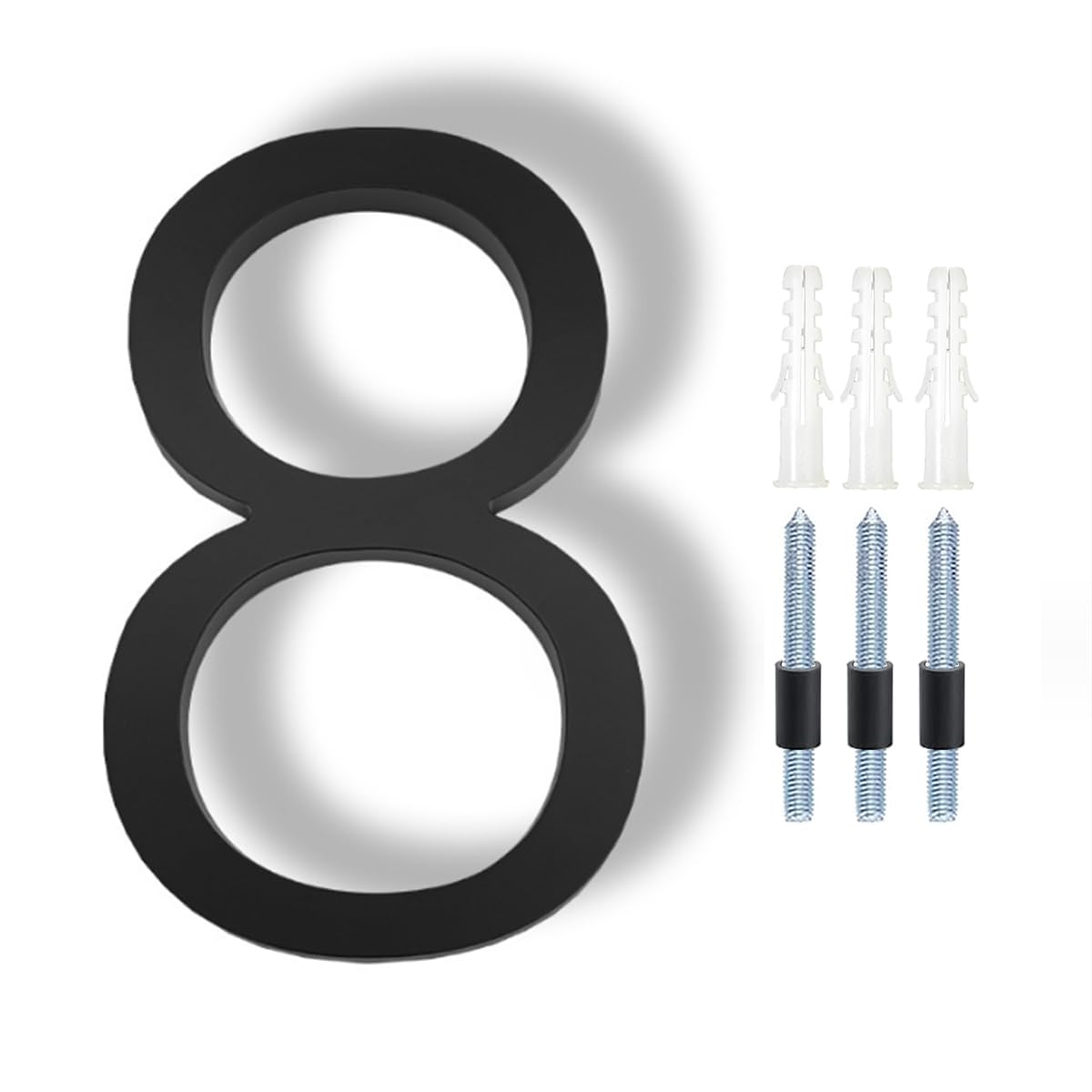 HKFENG Floating House Number Plaques 5 inch,House Number Sign,House Numbers Plates for Outside,Modern Door Numbers Signage Zinc Alloy Black