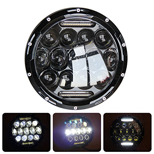 Federal Military Parts7 inch Black Bezel LED Headlights, Black/White LED, Compatible with M-Series Humvee, 2 Pack