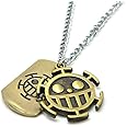 KOGNGU One Piece Trafalgar Law Necklace Chain Pendant Anime Cosplay (Metal Chain & Bronze)
