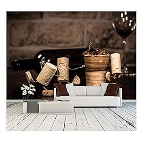 Concept Lot of Alcohol on a Party by Wine Cork Figures - Removable Wall Mural | Self-Adhesive Large Wallpaper - 66x96 inches